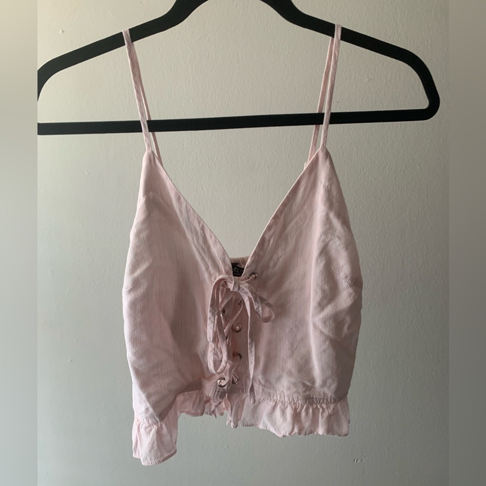 Adeline Blush Pink Sleeveless Corset Like Crop Top Size Large